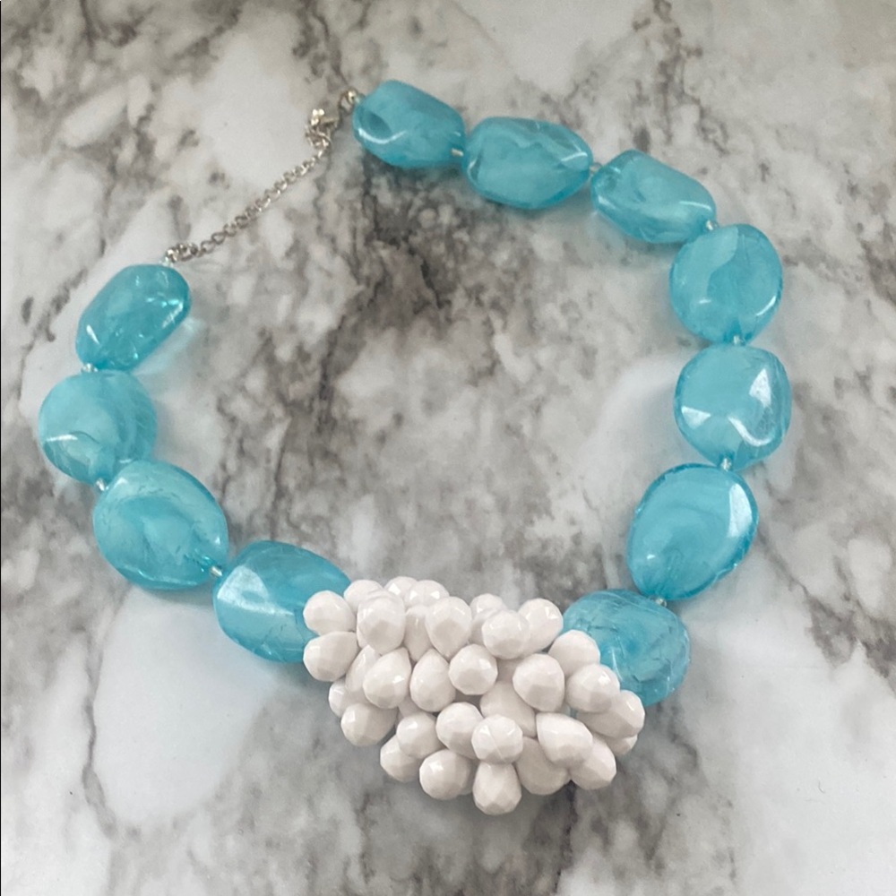 Blue and White Beaded Necklace